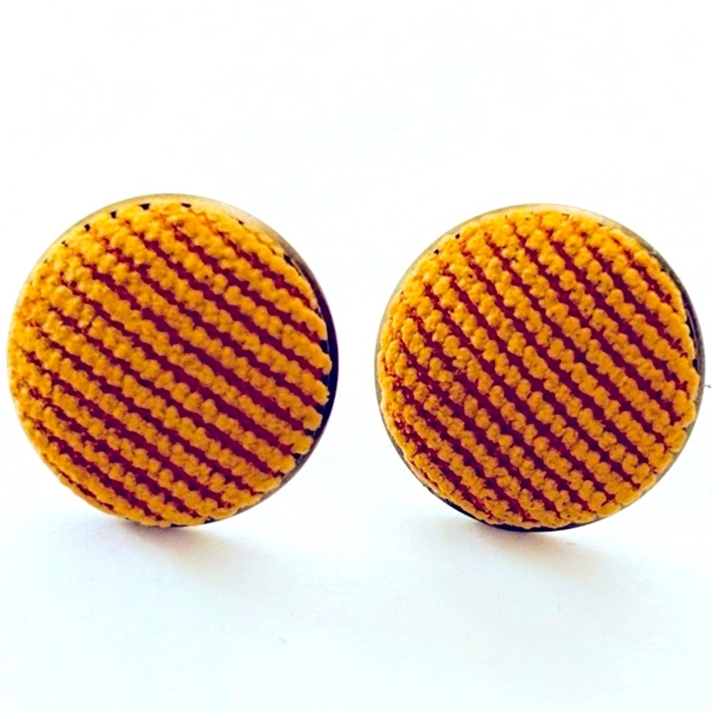 20mm Fabric Button Retro Stud Earrings, Handmade, NWT